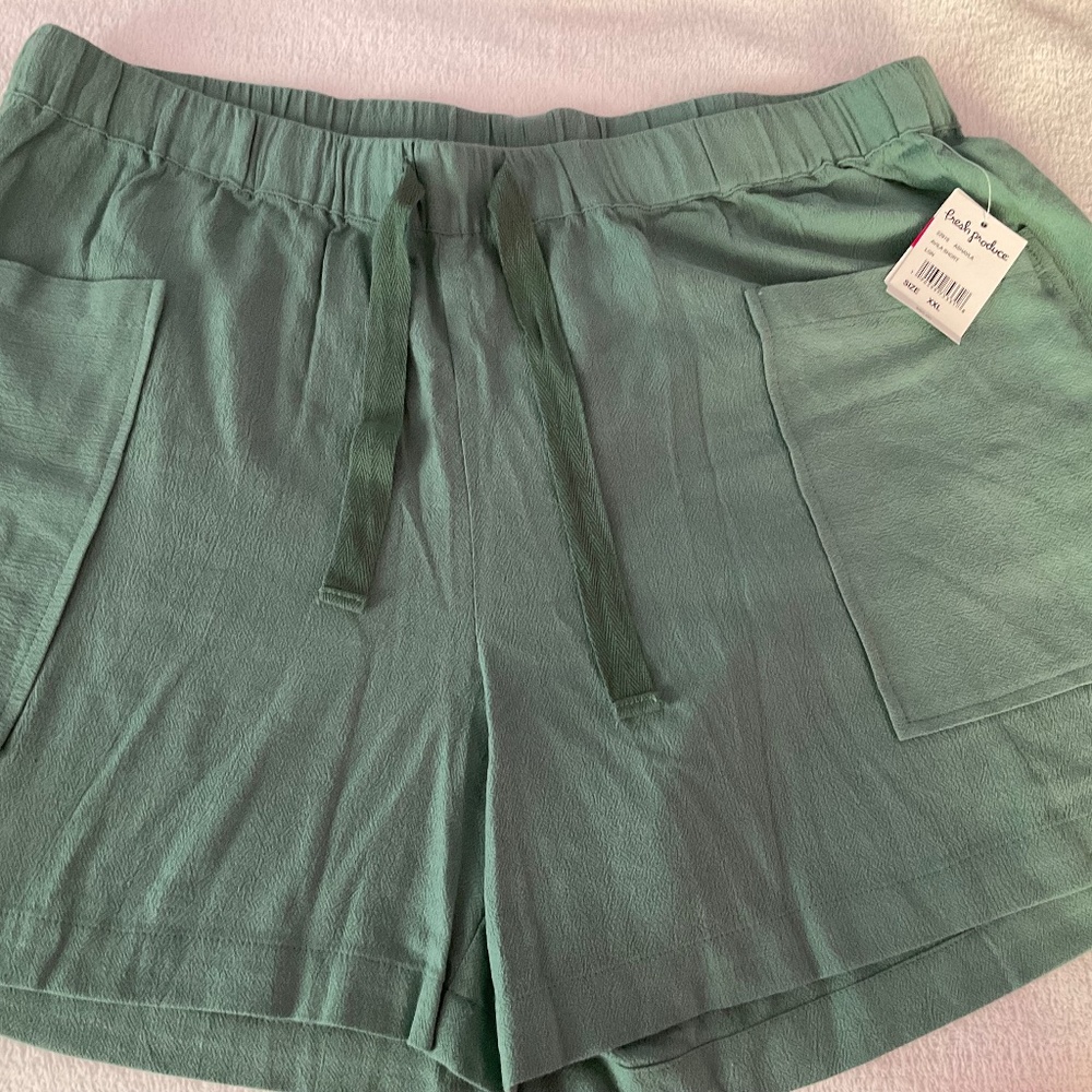 Fresh Produce XXL NWT Lagoon Green Avila Short Drawstring Shorts Beach/Lounge